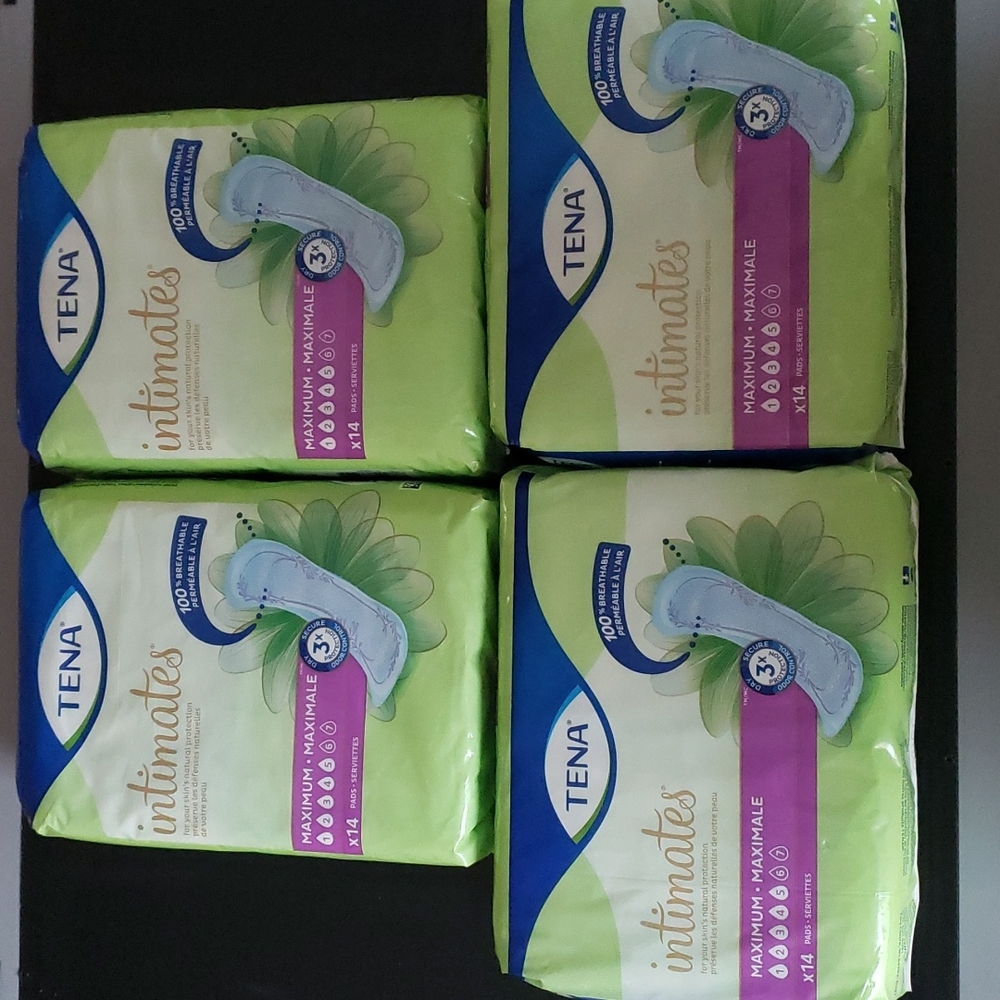 4 packs of Tena Intimates Maximum
